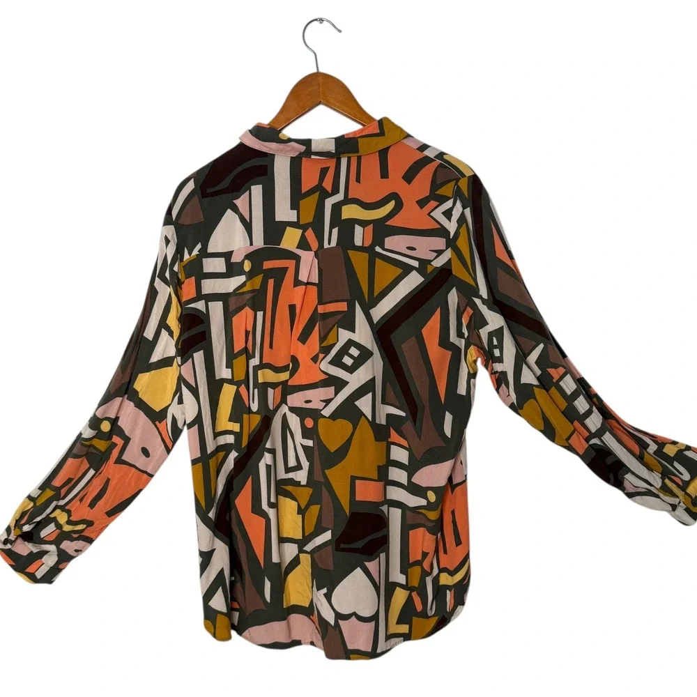 BIG DART Geometric Top Maximalist Abstract Womens XXL EUR 52 Button‎ Statement